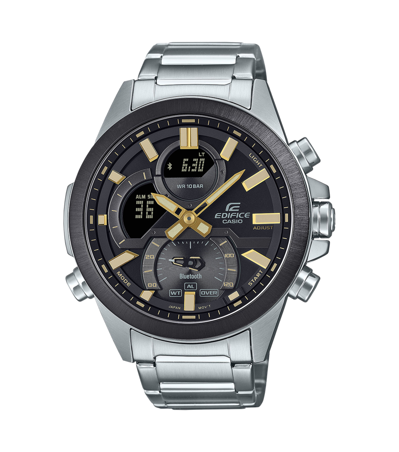 Casio Edifice ECB-30DB-1A9 – Smarter Edelstahl-Chronograph mit Bluetooth® Casio Edifice ECB-30DB-1A9 Edelstahl-Chronograph mit schwarzer Lünette und Smartphone-Konnektivität