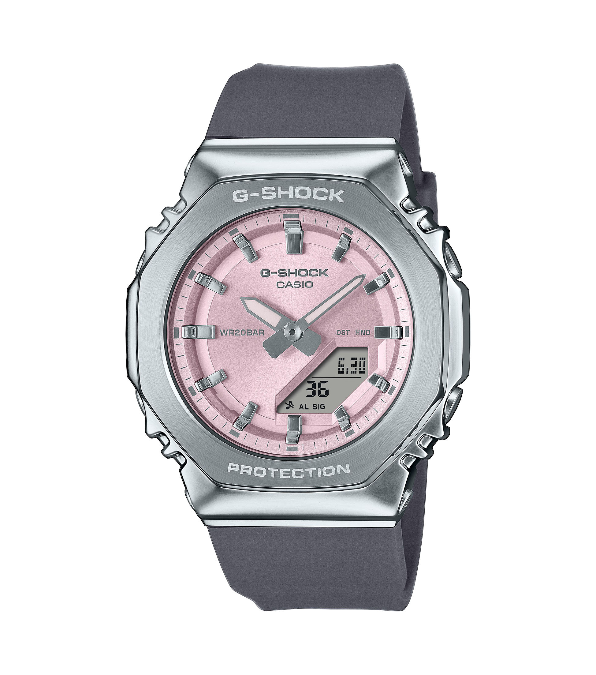 G-Shock GM-S2110-4AER mit rosa Zifferblatt G-Shock GM-S2110-4A: Stilvolles Design und Komfort für schmale Handgelenke