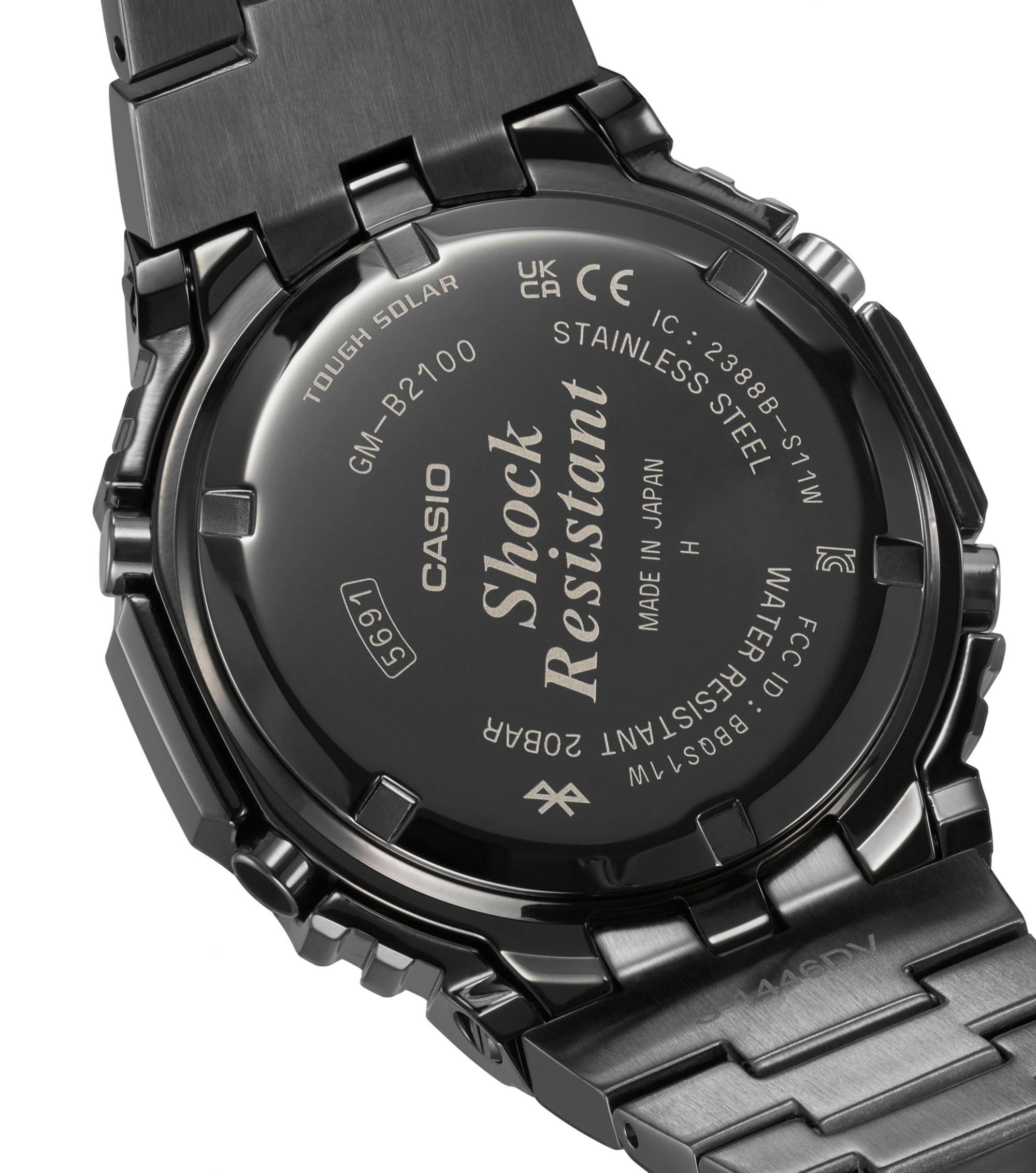 Rückseite der GM-B2100BD-1AER mit verschraubtem Edelstahlboden und G-SHOCK-Logo