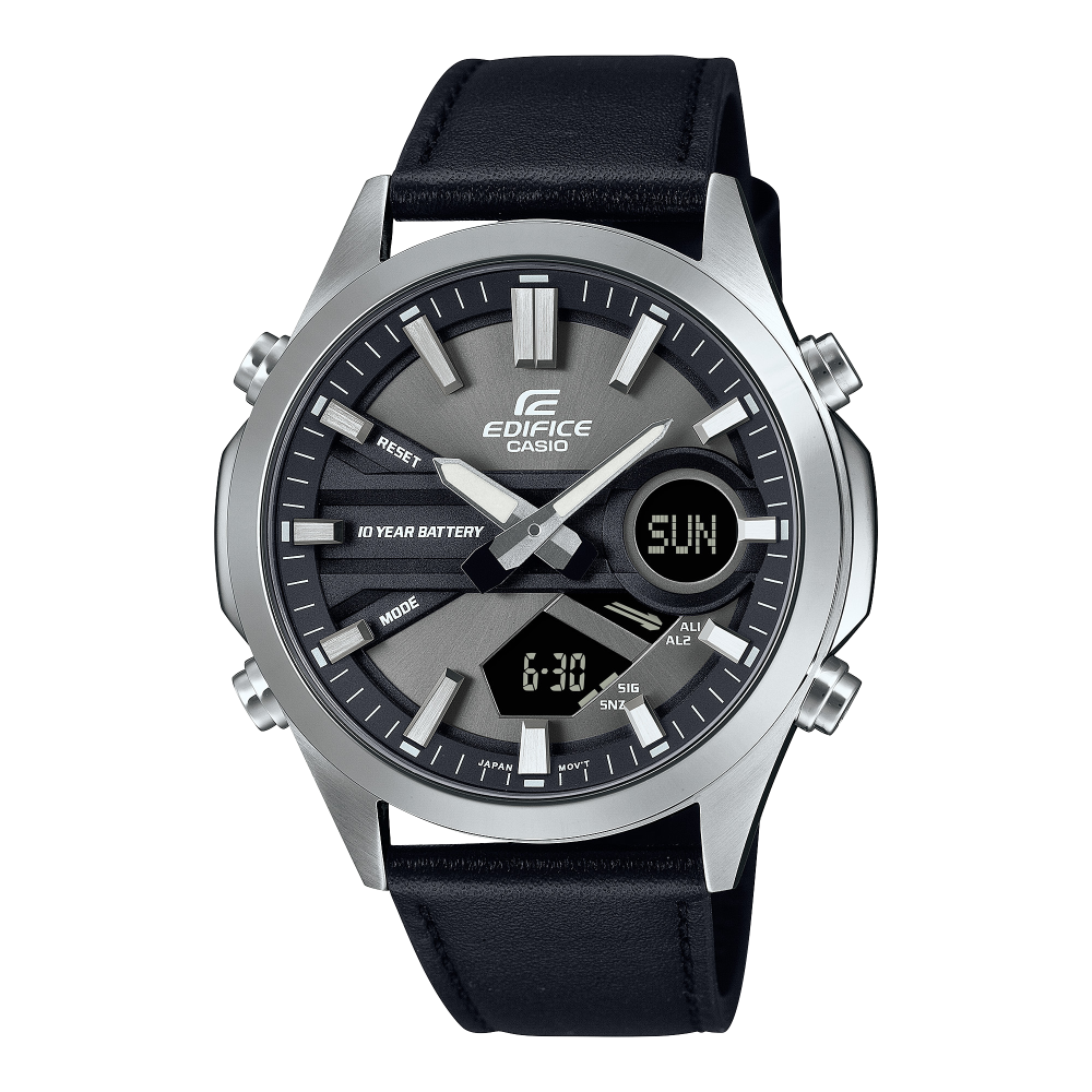Casio Edifice EFV-C120L-8A mit Lederarmband und Digitalanzeige