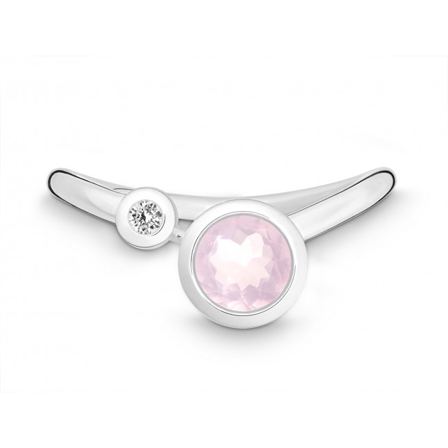 Ring mit Brillant und rosa Quarz I 925