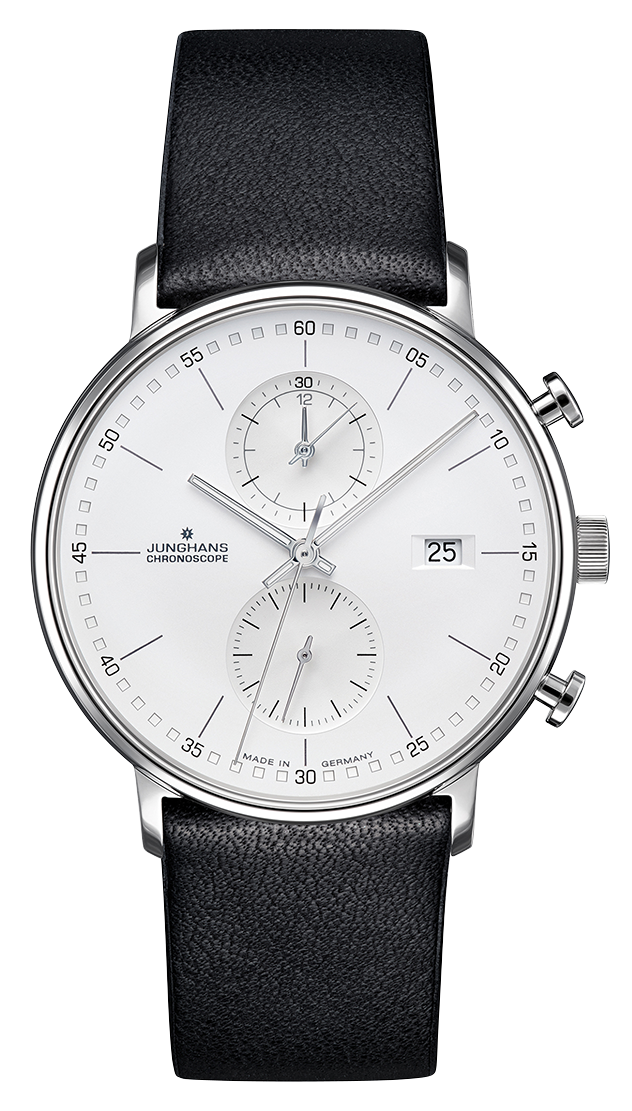 Junghans FORM C Chronograph mit Edelstahlgehäuse und Lederarmband