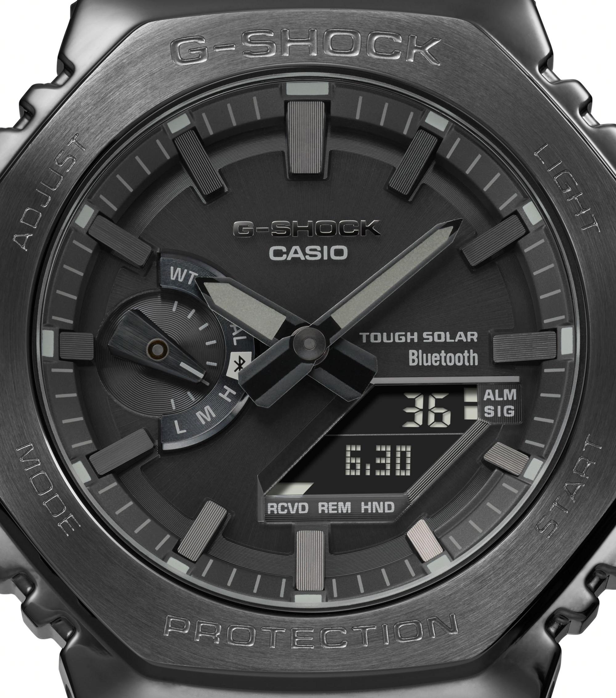 Zoom der G-SHOCK GM-B2100BD-1AER zeigt Details des Zifferblatts