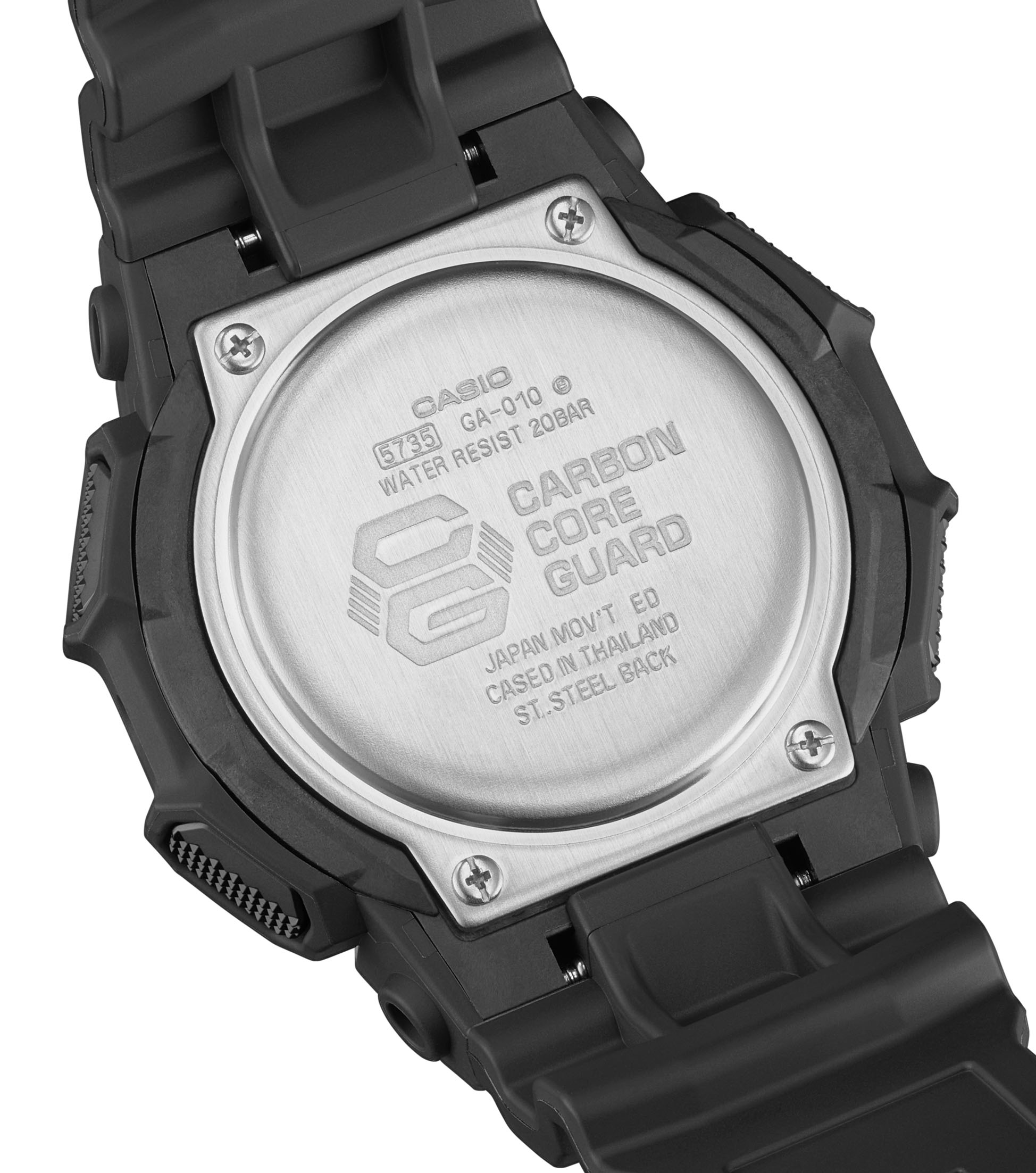 G-SHOCK GA-010-1AER Rückansicht mit Carbon Core Guard -SHOCK GA-010-1AER Rückansicht mit Carbon Core Guard-Konstruktion