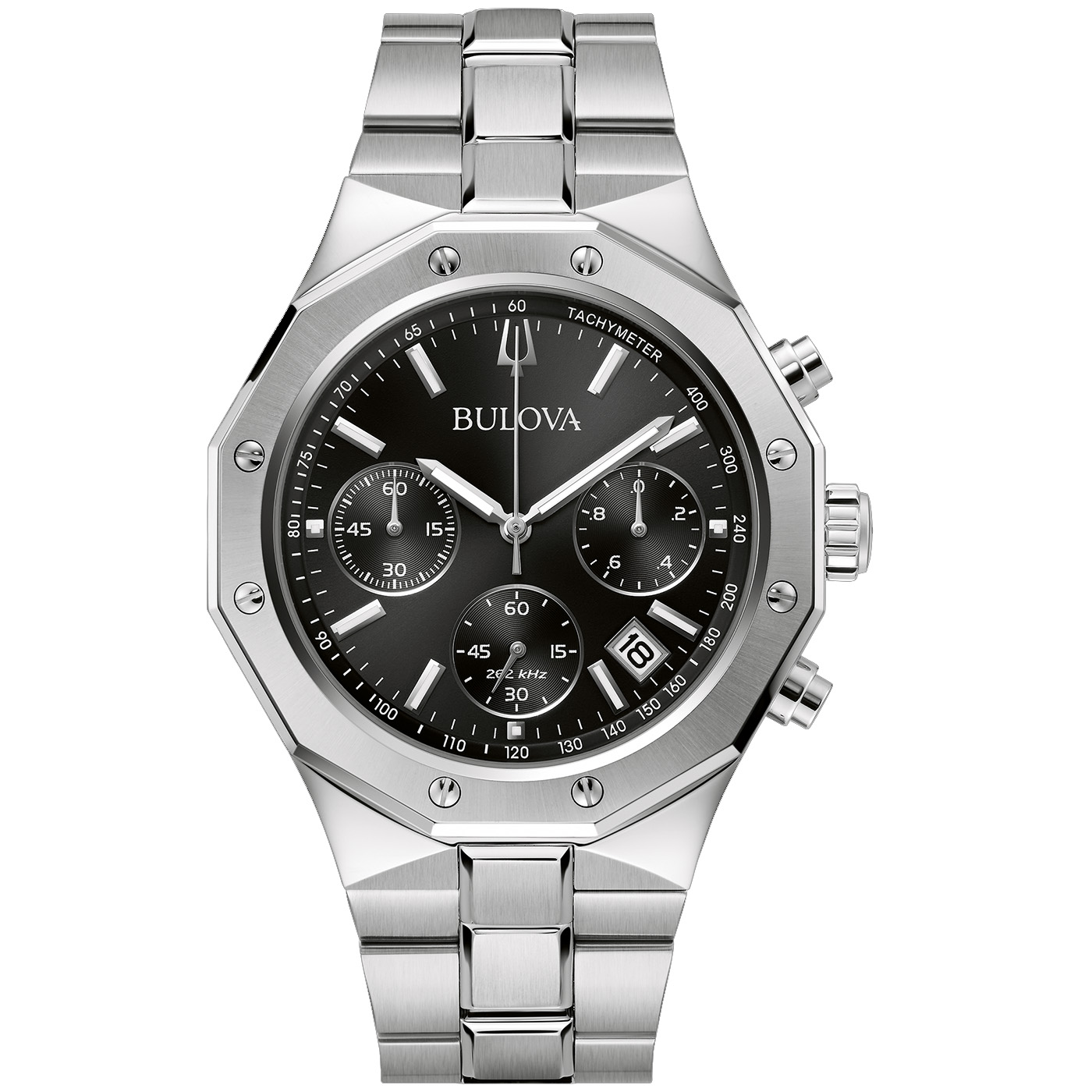 Bulova 96B410 – Eleganter Herren-Chronograph mit schwarzem Zifferblatt Bulova 96B410 – Eleganter Herren-Chronograph mit schwarzem Zifferblatt, High Performance Quartz, verschraubtem Edelstahlboden und silberfarbenem Faltschließenarmband – erhältlich bei Juwelier Becher