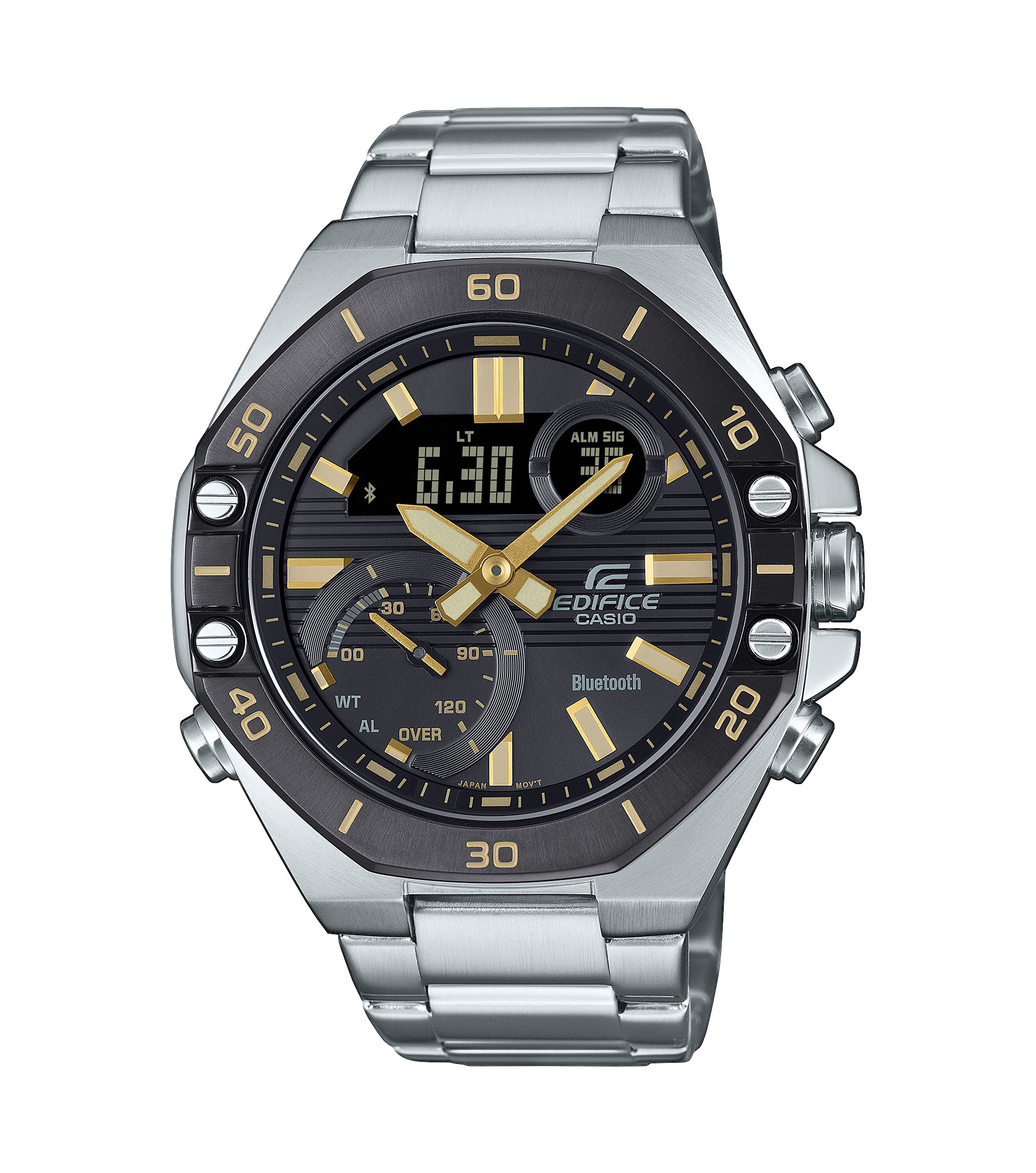 Casio Edifice ECB-10DB-1A9 mit schwarzer Lünette und Edelstahlarmband