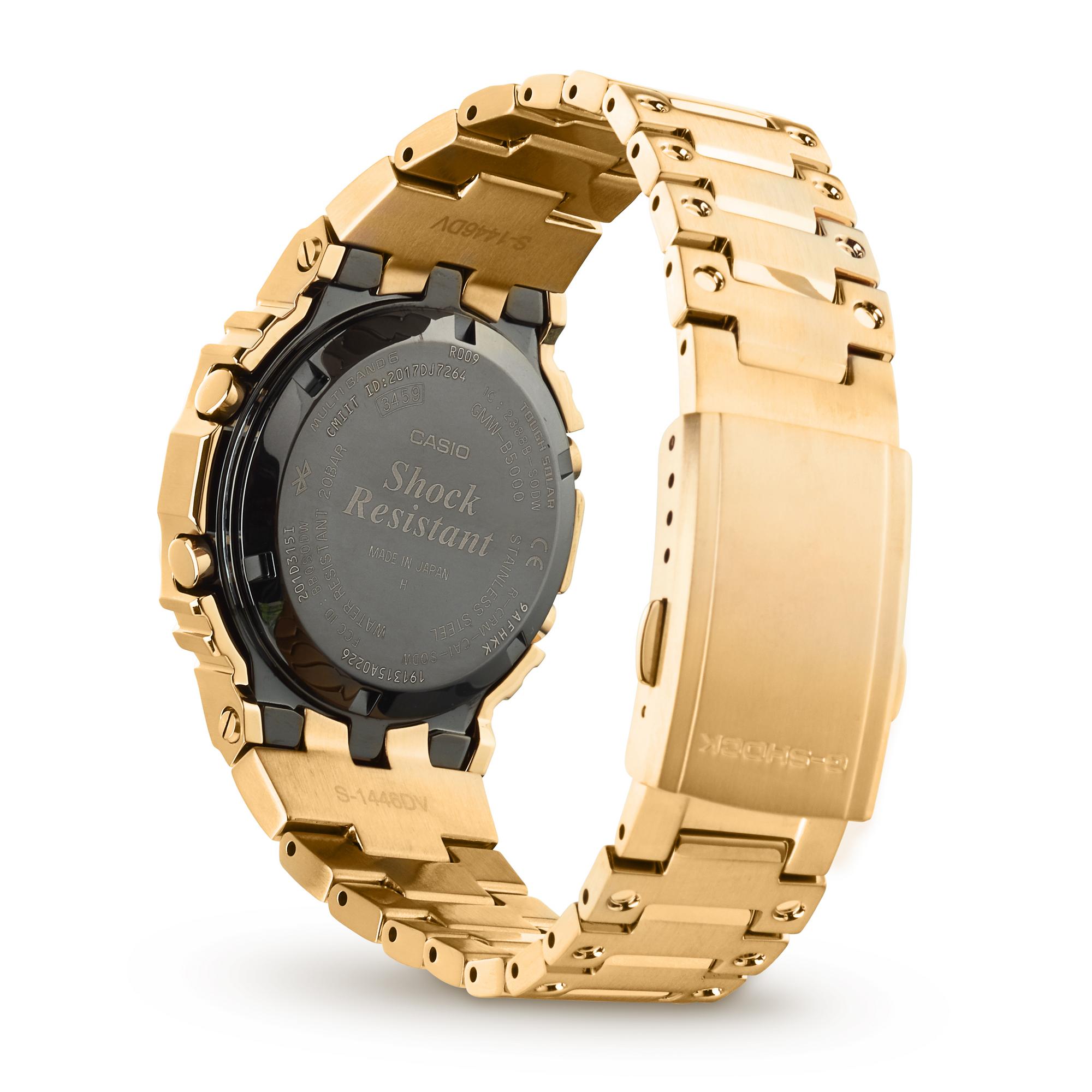 GMW-B5000GD-9ER Rückansicht Rückseite der GMW-B5000GD-9ER mit verschraubtem Edelstahlboden und G-Shock-Logo
